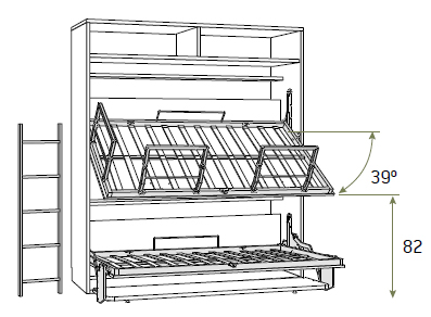 croquis cama abatible horizontal doble